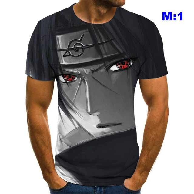 Camiseta Masculina Anime Naruto Olhos Personagens Desenho